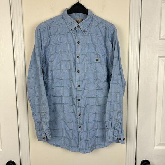 Vintage The Territory Ahead Men's Large Textured Check‎ Cotton Button Down Blue - Picture 3 of 5